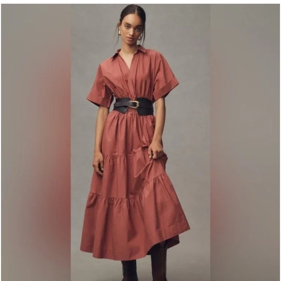 Anthropologie Dresses & Skirts - Anthropologie Rust Tiered Shirt Dress